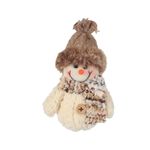 Plush Snowman Christmas Ornament Decoration Beige - 15cm Fluffy Scarf