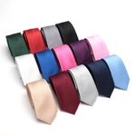 Men's Tie Plain Ties Satin Solid Color Slim Skinny Smart Party Wedding Thin Neck