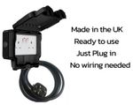 Outdoor/Outside Extension Lead IP66 ALL BLACK  VERSION 1m - 30m Black Cable