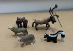 5x North American Wild Animals Figures Terra By Battat H59901 Caribou Wolf Skunk