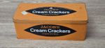 VINTAGE JACOBS  CREAM CRACKERS  BISCUIT TIN ORIGINAL AND BEST - ADVERTISING 