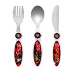 Hot Wheels Children's Kids 3pcs Cutlery Set - Knife, Fork and Spoon, Reusable