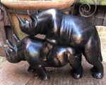 Antique African Rhino vintage carved ebony wood sculpture statue figure mating!!