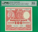 Norway 100 kroner 1960, P33c, PMG AU *55* w/ EPQ, highest grade sold @ ebay!