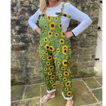 ❌CLEARANCE  SALE ❌ Organic Cotton  Green Sunflower 🌻🌻🌻 Dungarees 🌻🌻🌻