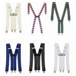 Mens Braces Trouser Clip On Mens X-Back Suspender Adjustable Elastic 35mm Wide