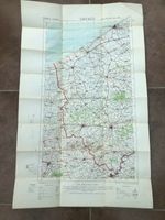 1911 war office cloth map ! belgium - ostend ( large frontier line )