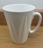 Vintage Shelley China Dainty White Coffee Mug c1950 Unusual Shape " Pings"