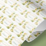 Wrapping Paper Birthday Personalised Name Age Sage Green Gold Luxury Gift Wrap