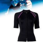 Women’s Neoprene Wetsuit Top 1.5mm Jacket Front Zip Short Sleeve Swimwear for