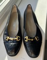 Vintage Russell & Bromley Black Leather Horsebit Loafers/Court Shoes EU 37.5