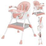 2x Baby Feeding High Chairs 3-in-1 Foldable Adjustable Seat Tray Wheels Footrest