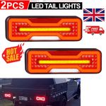 2x LED Rear Brake Tail Light Dynamic Indicator Truck Trailer 4 Functions 12V 24V