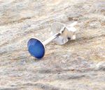 Mens single 925 Sterling Silver 4mm Blue Crystal Stud Earring  M1076