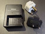 Genuine Nikon MH-24 battery charger (for EN-EL14 batteries) with UK plug adapter