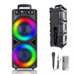 6000W Large Party Bluetooth Speaker Heavy Bass Stereo Sound & Mic Indoor/Outdoor