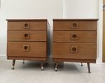Two vintage mid-century Schreiber side cabinets / bedside tables