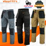 Mens Cargo Work Trousers Heavy Duty Knee Pads Holster Pockets Combat Workwear