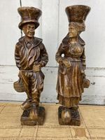 Pair Of Dutch Carved Wood Figural Terms, C18th Century.  44.5cm.           #8197
