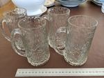 4 Vintage Ravenhead Siesta Beer Tankards, bark or ice textured half pint, 1970s