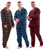 Mens Brushed Cotton Pyjama Sets Yarn Dyed Check Regular Big Size Loungewear