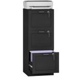HOMCOM 3-Drawer File Cabinet, Lockable Filing Cabinet for A4 Letter, Black