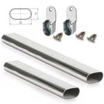 Wardrobe Oval  Hanging Rail + Fittings Tube Bar Clothes Storage Chrome Pole