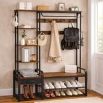 Coat Rack Stand 120cm Shoe Bench Hooks Shelf Storage Hall Tree Rustic Wood
