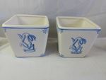 Blue & White Delph Style  Plant Pot Holder X2  Planters Antique Tulip ptn