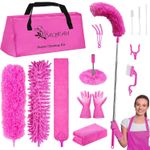 15PCS Microfiber Feather Duster Set Bendable & Washable with 100-inch Extension