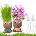 2 PCS Grass Head, Grass Heads for Kids to Grow, Grow Your Own Kits Fun Home and