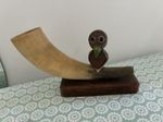 Vintage Bakelite Nut Bird Whimsy Horn Bookend Nutbird
