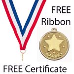 Galaxy Stars Medal with FREE Ribbon and Certificate 45mm Metal Gold