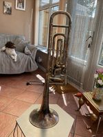VINTAGE RARE TYPE BESSON STRATFORD TROMBONE MUSICAL INSTRUMENT FOR PARTS 1950s 