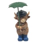 Highland Cow Rainy Day Boy  Ornament Figurine