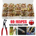 165PCS Fuel Line Hose Spring Clips 6-22mm Mini Pipe Tube Air Water Hose Clamps
