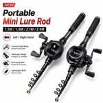 Long Casting Baitcasting Reel Combo 1.5-2.4M Travel Fishing Pole  Travel