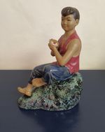 Beautiful Chinese Cultural Revolution Porcelain Figure Statue of a Boy