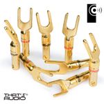 8 x EDGE Gold plated Y Fork Speaker Spade /Amp cable connectors - SP1