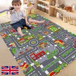 Children's Village Mat Kids Rugs Town Road Map 80x120cm City Car Toy Rug Play-UK