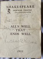 1955 ALL'S WELL THAT ENDS WELL at Shakespeare Memorial Theatre signed programme