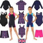 Girls School Sports Swimsuits Rash Top Jammer Shorts UPF50 Sun Protection 7-15yr