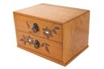 Vintage Japanese Wooden 2 Drawer Cabinet KUSACHU Clematis Flower Inlaid Chest