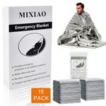 MIXIAO Emergency Foil Blanket (Pack of 15), 130*210cm, Silver Pack 15 