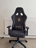 SYMINO Grey Fabric Gaming Chair Swivel Padded Seat Adjustable Arms