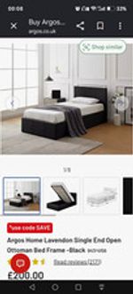 Argos Home Lavendon Single End-Open Ottoman Storage Bed Frame Black