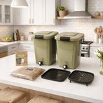 Bokashi Composting Bin Kit (Set of 2) Food Waste Recycler with EM Bran Option