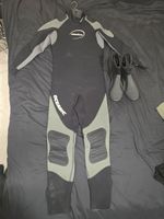 Oceanic Shadow Full Length Wetsuit and Boots. 5mm Titanium. Men's Size M/L.