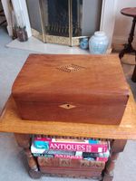 Antique. Walnut Jewellery Box Relined and Refinished with Key . Circa 1900.