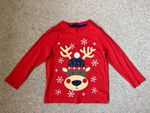 George age 2-3 years red reindeer Christmas T-shirt VGC long sleeve 